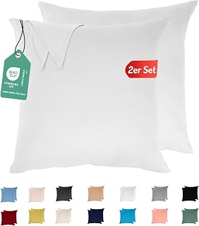 Livessa 2er Set Kissenbezug 80x80 aus%100 Baumwolle Jersey Stoff - Verdeckter Reißverschluss, Kopfkissenbezug 80x80 cm, Kissenhülle, Ultra weich und atmungsaktiv, Oeko-Tex Zertifiziert