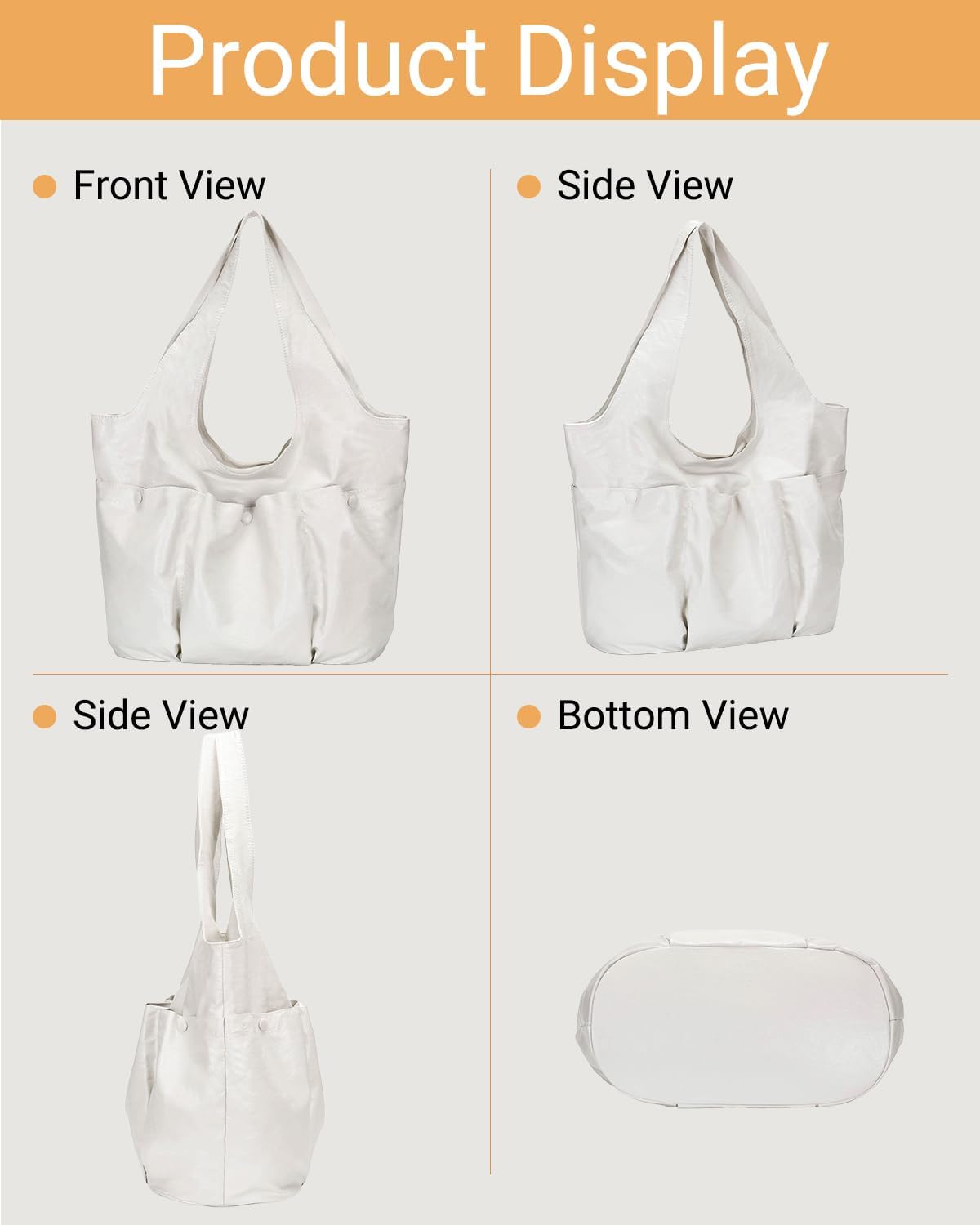 Herald Vegan Leather Large Hobo Bags for Women, Slouchy Shoulder Bag Tote Handbag Purses with Multi-Pocket - Image 3