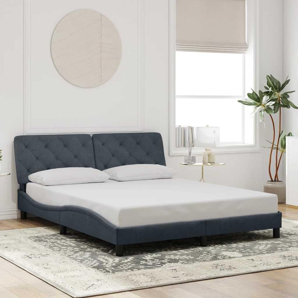 Queen Bed Frame Dark Grey Velvet with Cushioned Headboard Modern Platform Bed with Storage Slatted Foundation Durable Sturdy Frame Easy Assembly for Bedroom