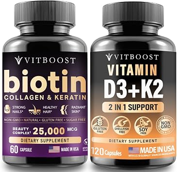 VITBOOST Biotin Collagen Keratin with Vitamin D3 K2 Complex