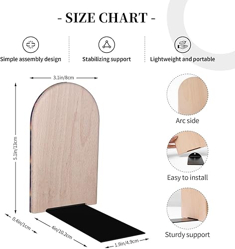 Miniatura 2 de Cyber Retro Western Cowboy Print BookEnds 1 Pair, Wood Book Ends for Shelves, Decorative Bookends for Heavy Books, Book Organizer for Home Desk