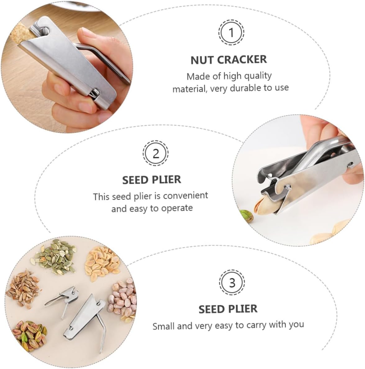 2 Pcs Stainless Steel Nut Cracker for Peanut and Melon Seeds