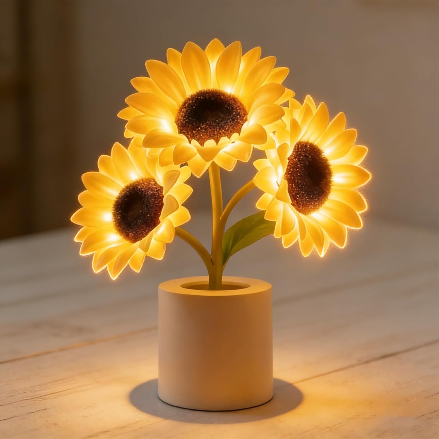 2026 New Shimmering Sunflower Lamp, Rechargeable Dimmable Realistic Sunflower Night Light, Living Room Bedroom Decor for Women, Mom, Sister, Girlfriend (1Pc)