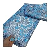 Wyvix Tela de encaje cordón guipur nigeriano 5 yardas, material soluble en agua con lentejuelas bordadas multicolores for vestidos novia y fiesta Aso Ebi(Blue)