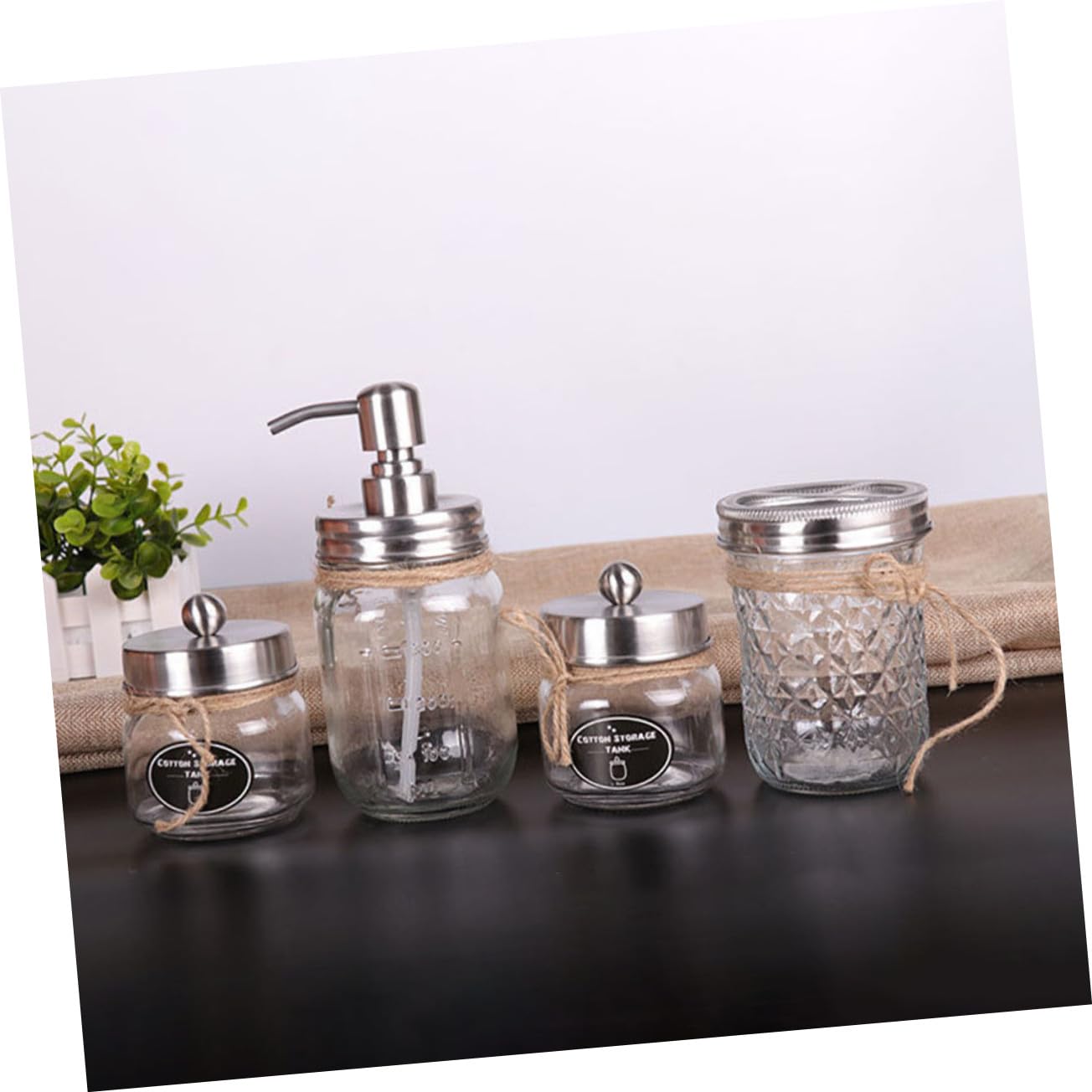VICASKY Accessori Bagno in Vetro Trasparente Portaspazzolini e Dispenser Lozione Design Classico e Superficie Liscia Facile da Pulire e Portatile Materiale Durevole per Uso Quotidiano