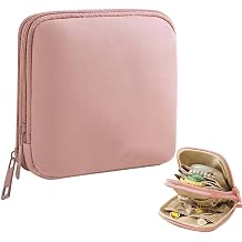 Small Travel Jewelry Case,Jewelry Pouch Bags with Zipper, Holiday Organizer for Necklaces, Earrings, Rings, Bracelets, Watch, Pink