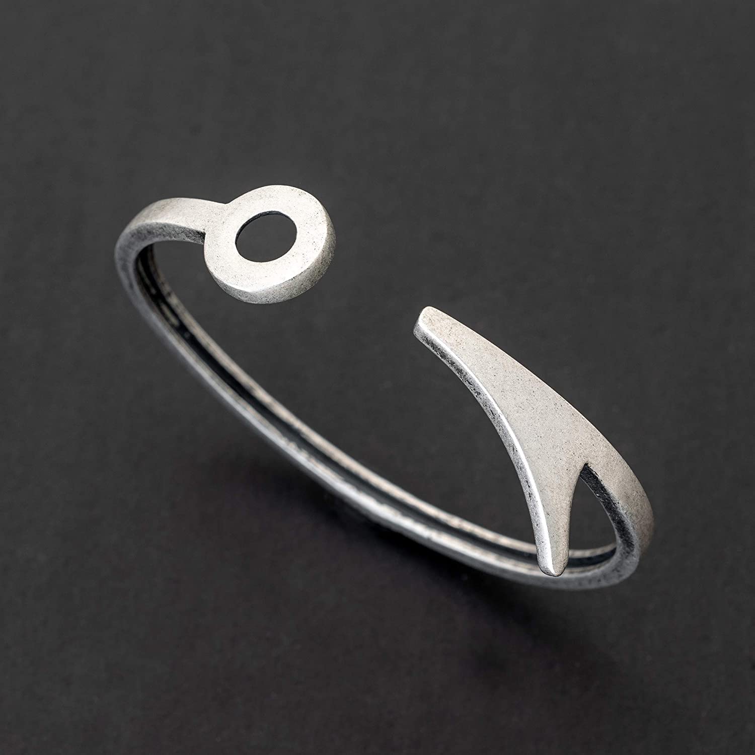 EMMANUELA handcrafted for you 925 braccialetto in argento sterling per gli uomini, regalo degli uomini, regalo rock, braccialetto del polsino grosso, vintage rustico, mare arpione nautico lancia
