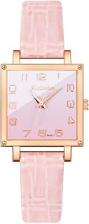 Women's Square Dial Watch, Fashion Casual Quartz Leather Band Strap Watch Analog Wrist Watch Gift for Mom,Ladies and Girls, pink, Casual
