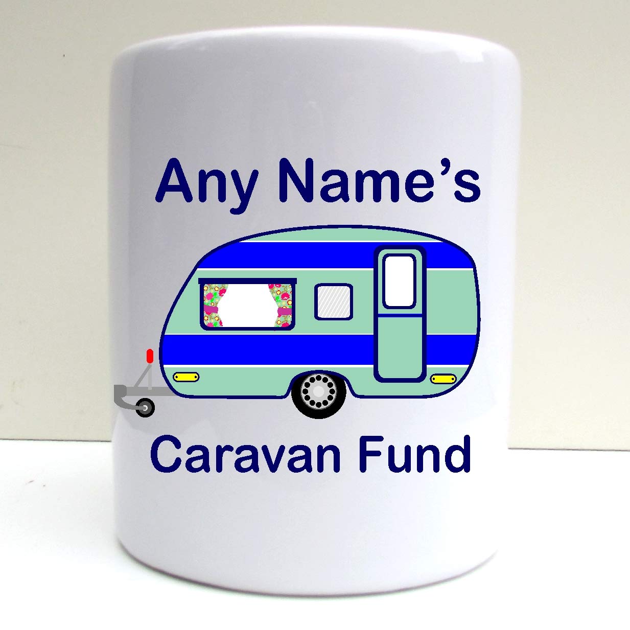 Present2future Personalised Caravan Fund Print Ceramic Moneybox Savings Fund