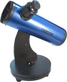 Telescópio refletor CARSON SkySeeker com Lente de 76mm e Zoom de 15 a 37.5x, azul, pequeno