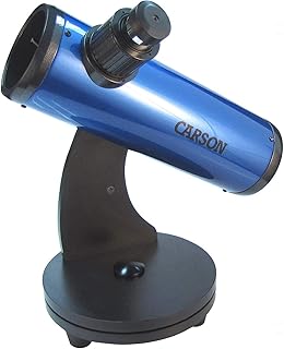 Telescópio refletor CARSON SkySeeker com Lente de 76mm e Zoom de 15 a 37.5x, azul, pequeno