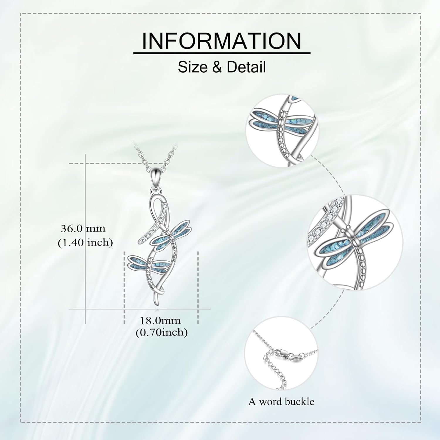 Dragonfly/Hummingbird/Butterfly Necklace Sterling Silver Turquoise Hummingbird/Dragonfly Jewelry Gifts for Women Men - Image 4