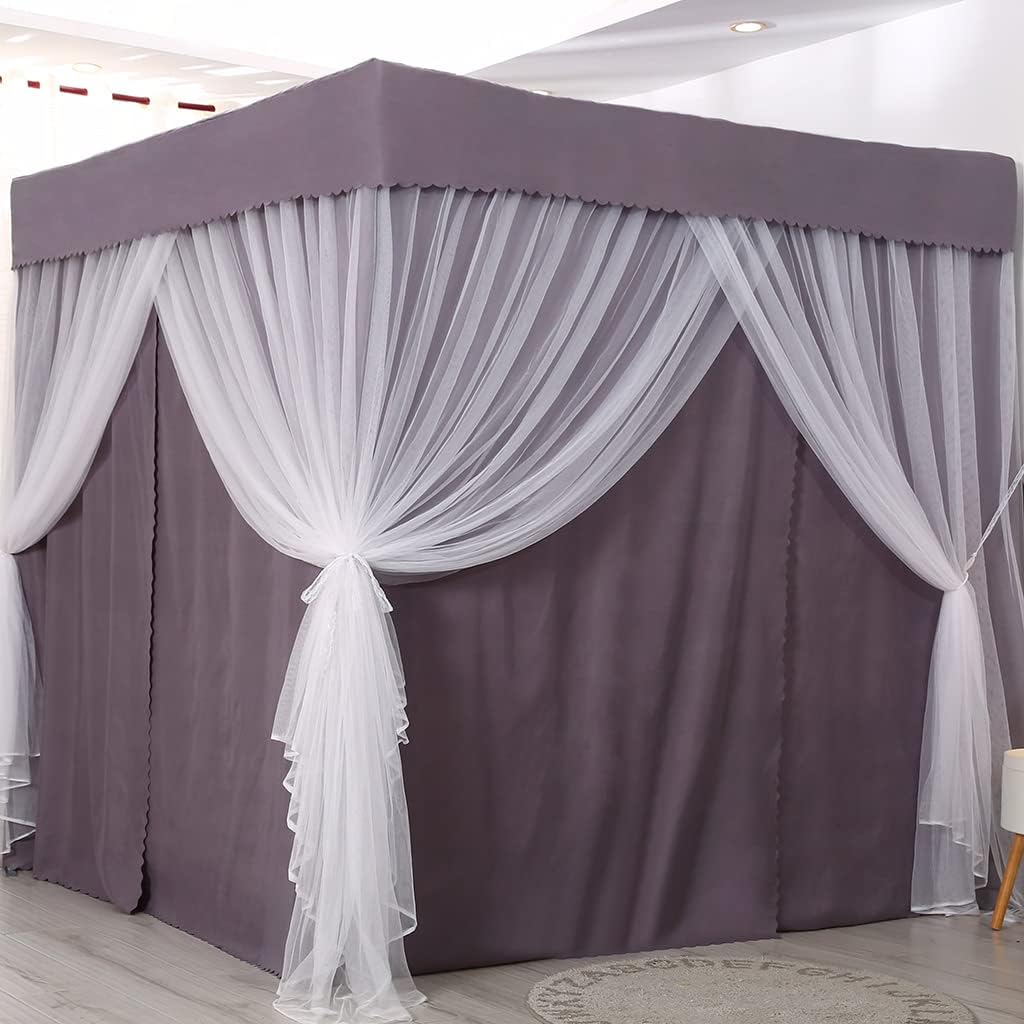 Princess 4 Corner Post Bed Canopy Cute Mosquito Net for Girls Bedroom Adult & Kids Room Curtain Net Twin/Full/Queen/King Size Bed Enhancements