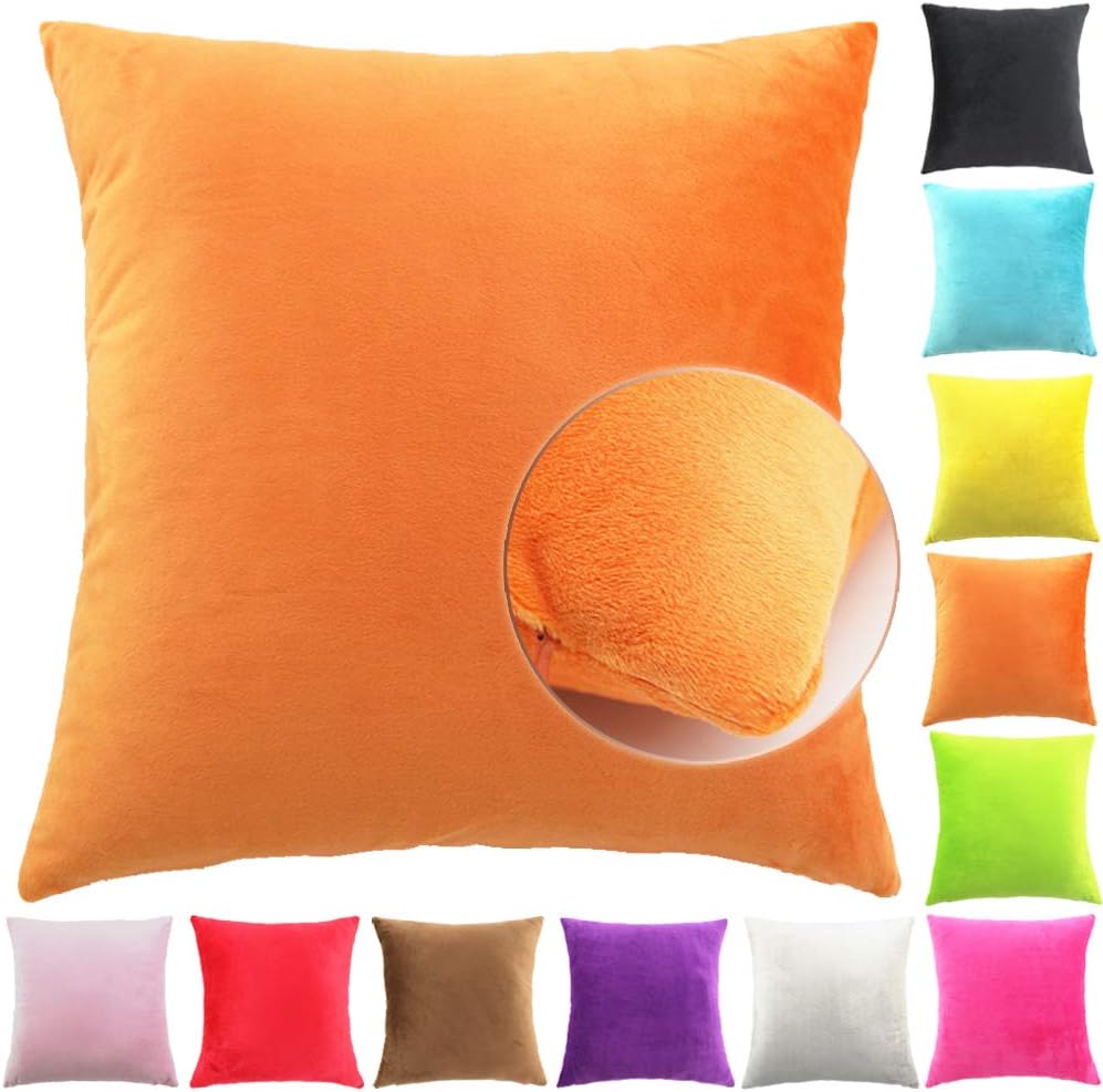 Easondea Cushion Covers Sofa Bed Home Car Decoration Solid Luxury Pillow Case Orange 20"x20"/50X50CM