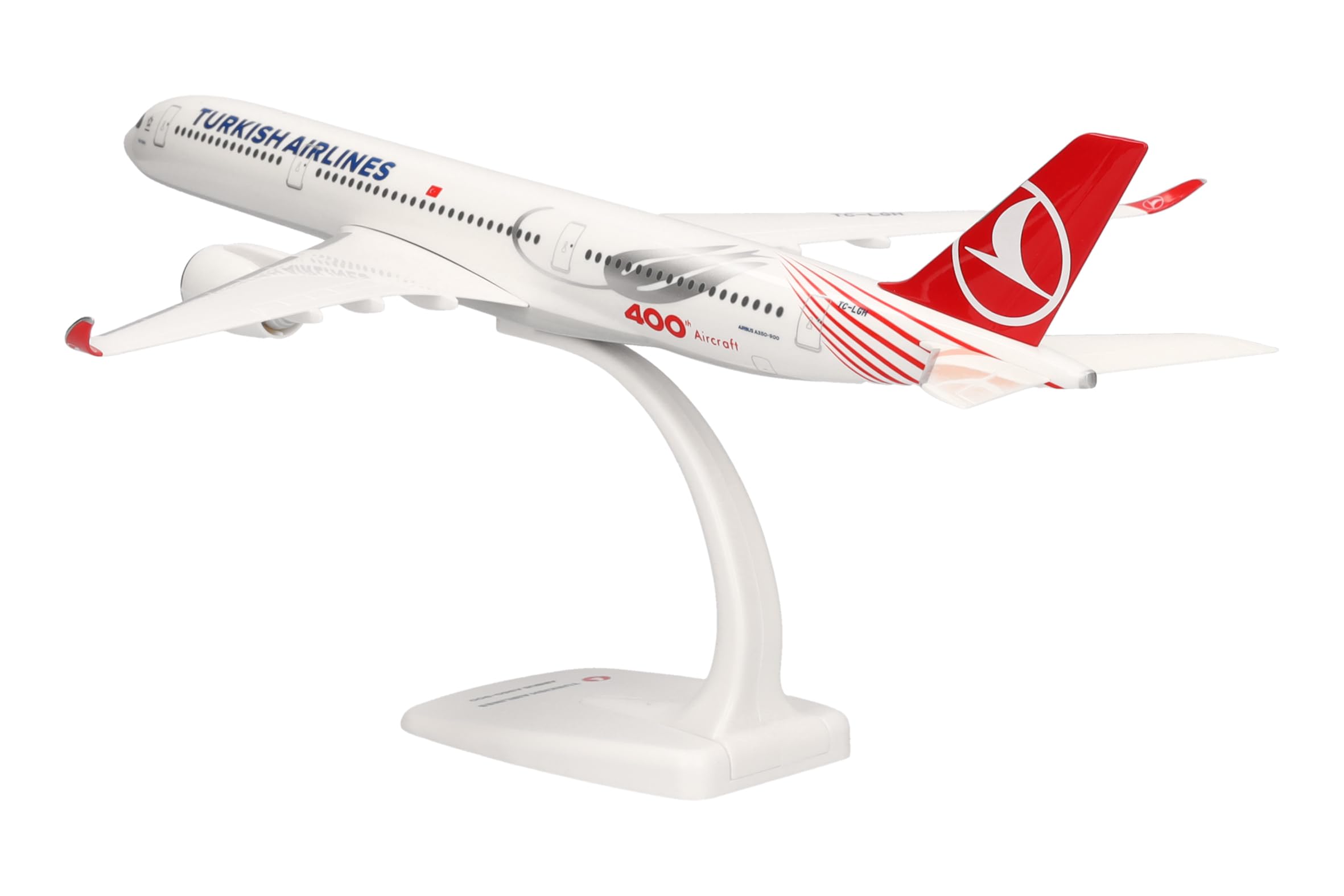 Herpa modello di aereo Turkish Airlines Airbus A350-900 "400th", in scala 1:200 - Snap-Fit, pezzo da collezione, miniatura deco, statuetta con supporto in plastica