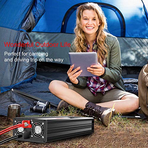 XIJIA 3000W (Peak 6000W) Pure Sine Wave Power Inverter DC 12V to AC 120V 60HZ Solar Converter for Home Use car Remote Control (DC12V (Range 10V-15V) 3000W)