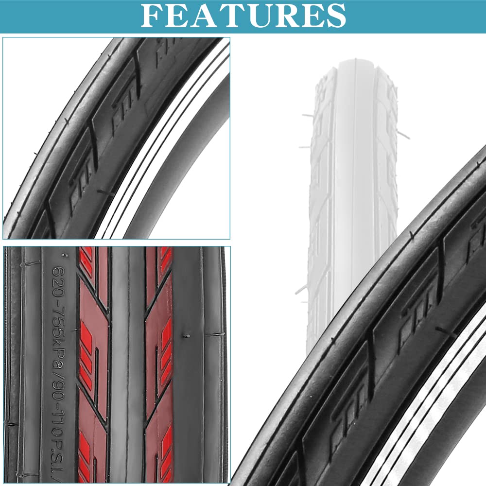 1 or 2 Pack 700X23C/25C/28C/35C Road Bike Tires with or Without 2 Inner Tubes Presta Valve and 2 levers for City Commuter Road Pavement Garden Trail Bike Tires