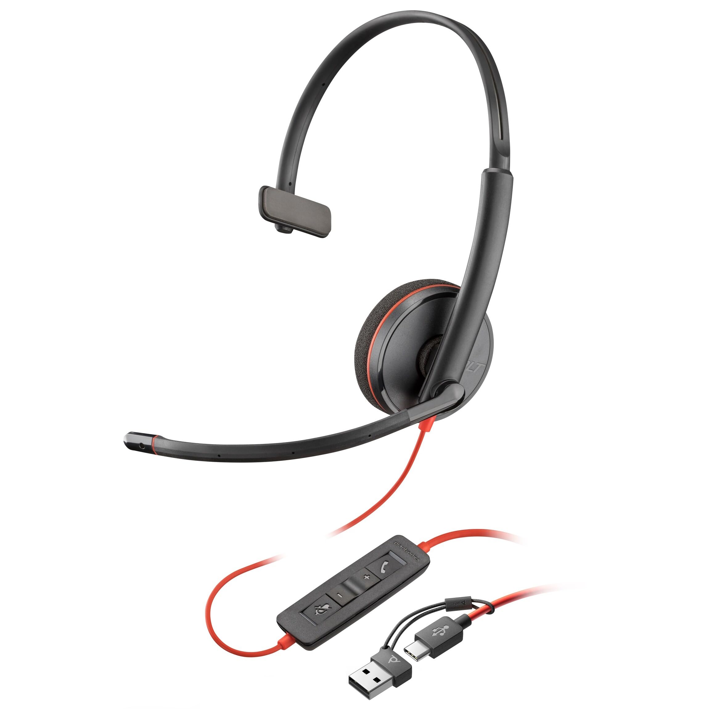 【2025 Model】【Amazon.co.jp Exclusive】Poly Wired Headset Blackwire 3210 (Domestic Genuine Product) USB-C & USB-A Noise Canceling with Microphone Lightweight 【2-Year Manufacturer Warranty】for Windows