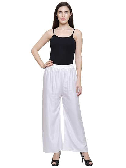 Buy YOLKI White Rayon Palazzo Parallel 