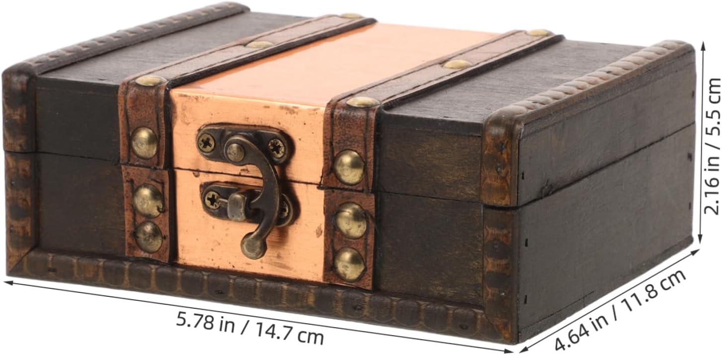 Vintage Wooden Jewelry Box with Lock Multi-Compartment Storage Chest for Necklaces and Keepsakes Retro Decorative Treasure Case for Home or Wedding Favors