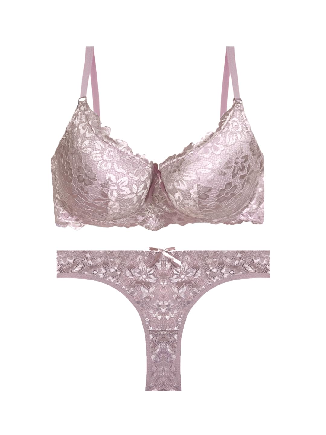 secret lives Polyester Lace Women Bridal Underwire Padded Hipster Lingerie Set-picture-13