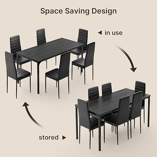 Miniatura 9 de Gizoon Juego de 6 sillas de mesa de comedor para 6, juego de 6 sillas de cocina de 7 piezas con 6 sillas tapizadas de piel sintética para comedor,
