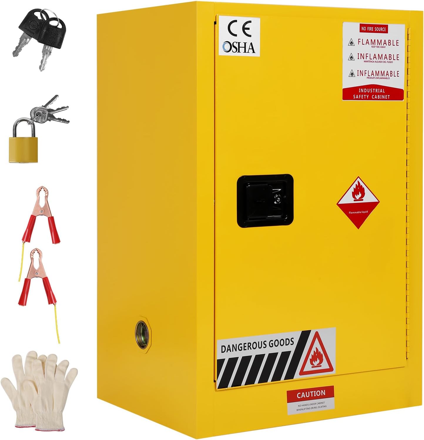 80-Gallon Flammable Storage Cabinet (22" D × 26" W × 35" H) – OSHA Steel, 3-Point Lock, Adjustable Shelf, Leak-Proof Sump for Labs, Hazardous Materials & Garages