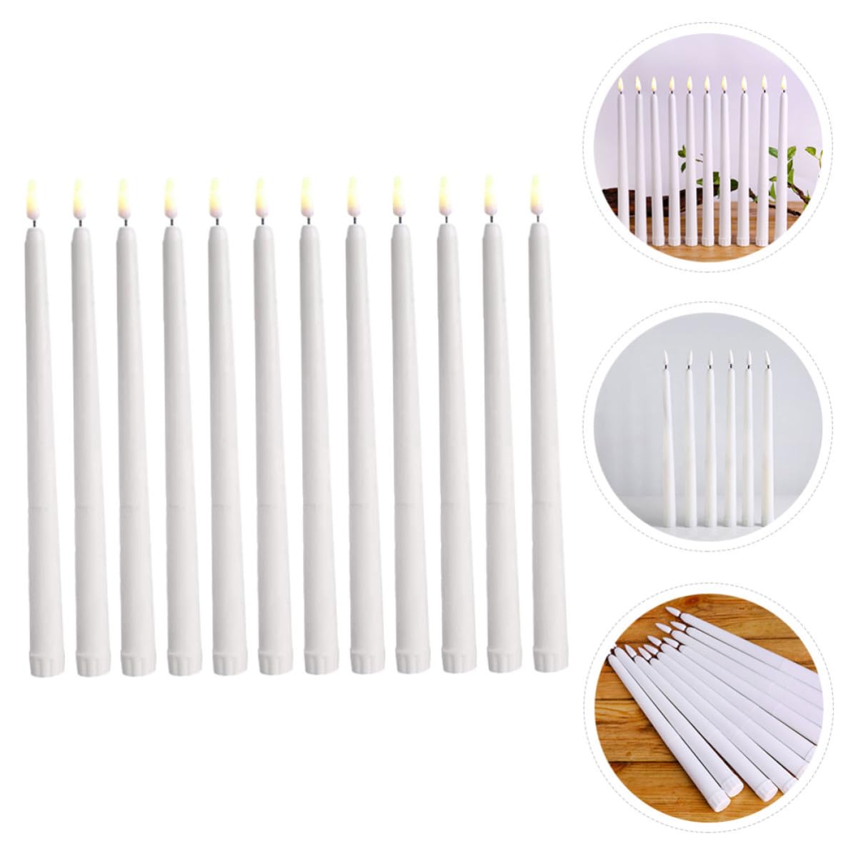 Beaupretty 12 Pezzi Candela LED Decorativa Bianca Fusto in Plastica, Risparmio Energetico e Design Elegante, per Matrimoni e Decorazioni di Halloween
