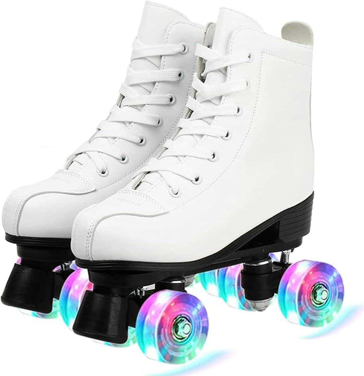 Patines, Patines De Doble Fila 4 Ruedas De Goma Blanca Patines Patines De Cuero Clásico Cuero PU Art-Top Patines De Interior para Mujer, A, 41