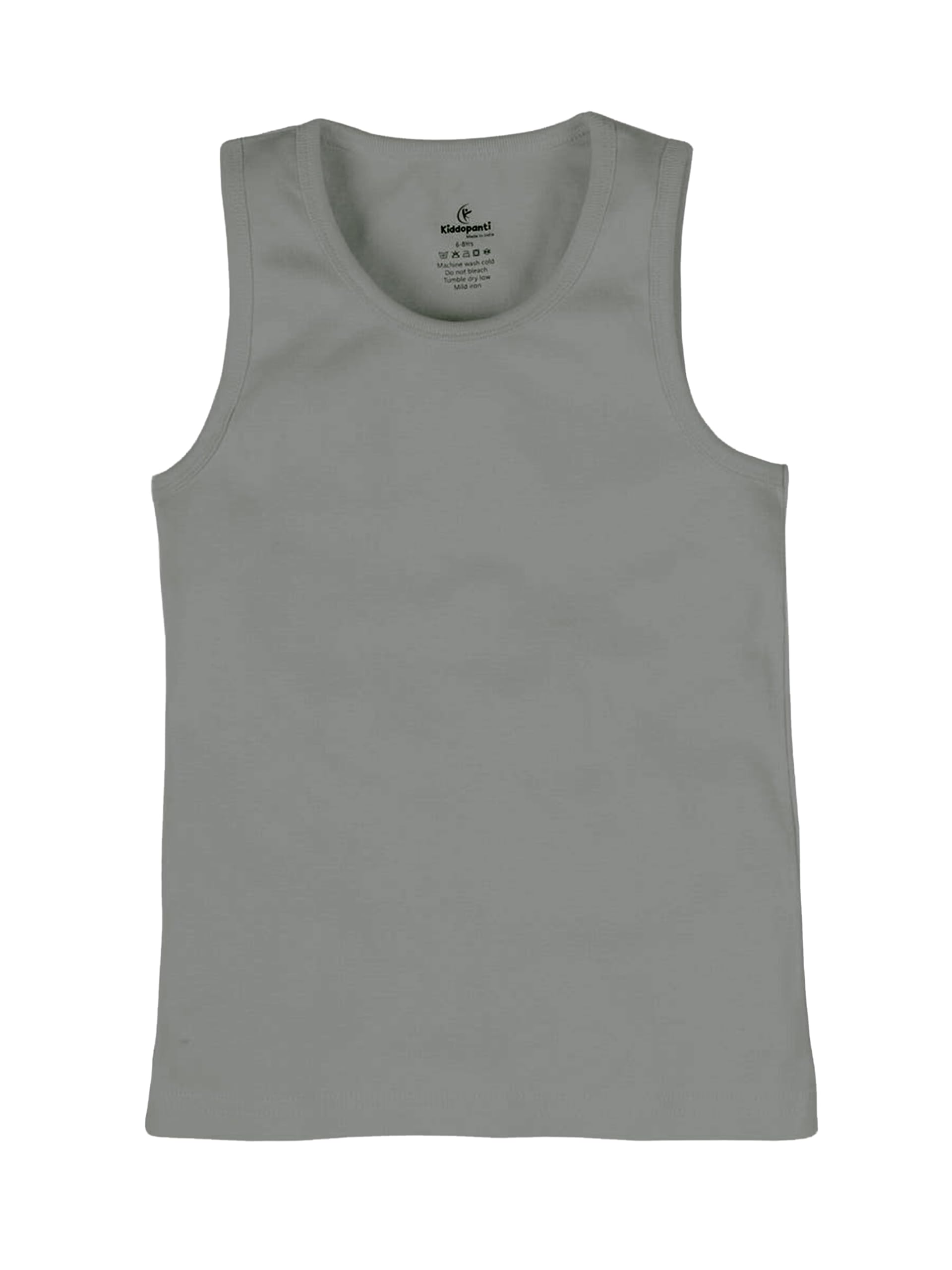 KiddoPanti Boys Cotton Sleeveless Solid Rib Vest Pack of 3, Dark Grey/White/Ice Blue - 12-14Y - Image 3 thumbnail