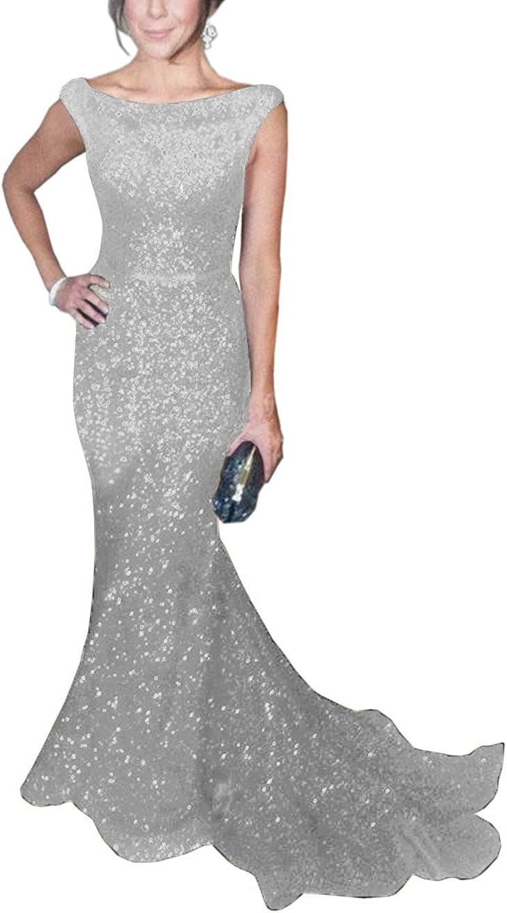 SOLOVEDRESSWomen's Mermaid Sequined Formal Evening Dress for Wedding Prom Gown