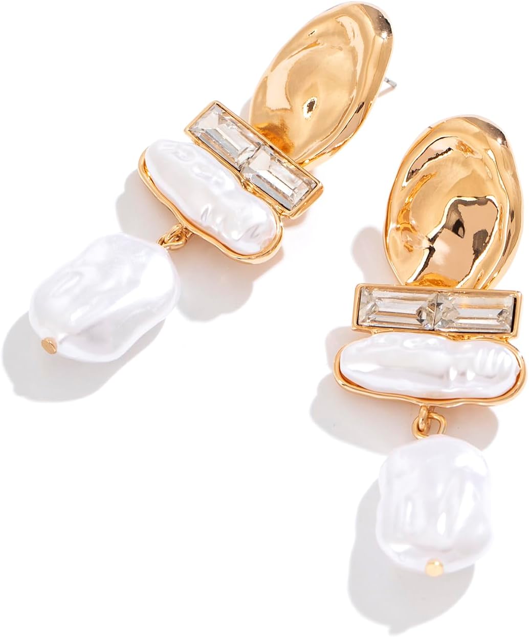 Statement Pearl Dangle Earrings,Gold and Large Pearl,Luxury Chandelier Organic Style Earrings - Image 7