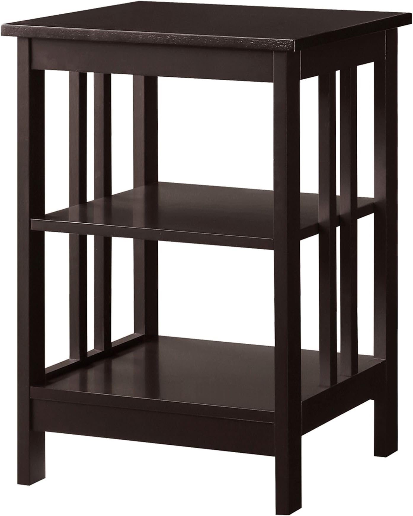 Convenience Concepts Mission End Table with Shelves, Espresso