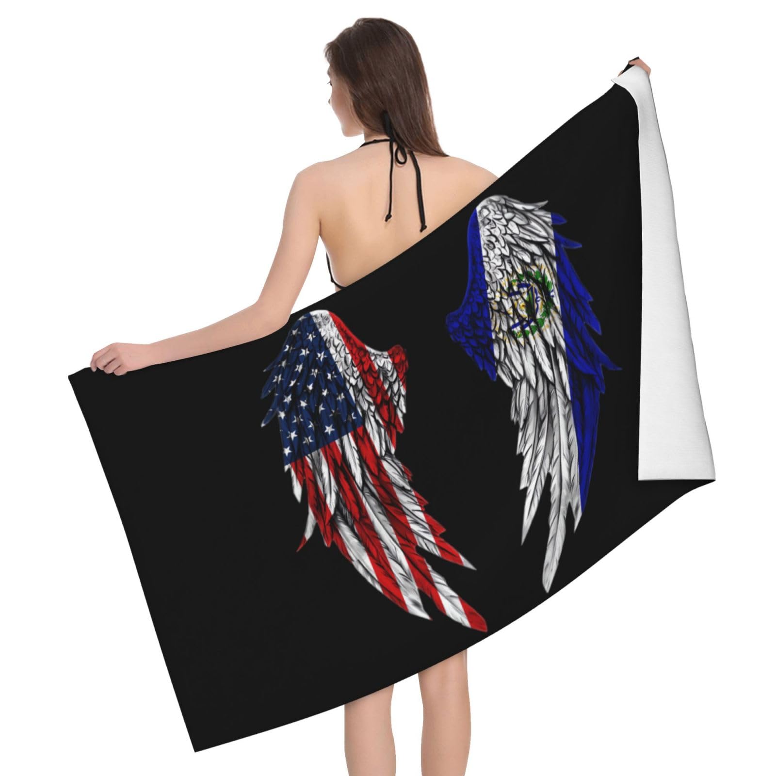 HLBSDM Microfiber Wings America and El Flag Beach Towel Quick Dry Soft Sand Free Beach Towels for Pool Swim Beach Lightweight Thin Towels
