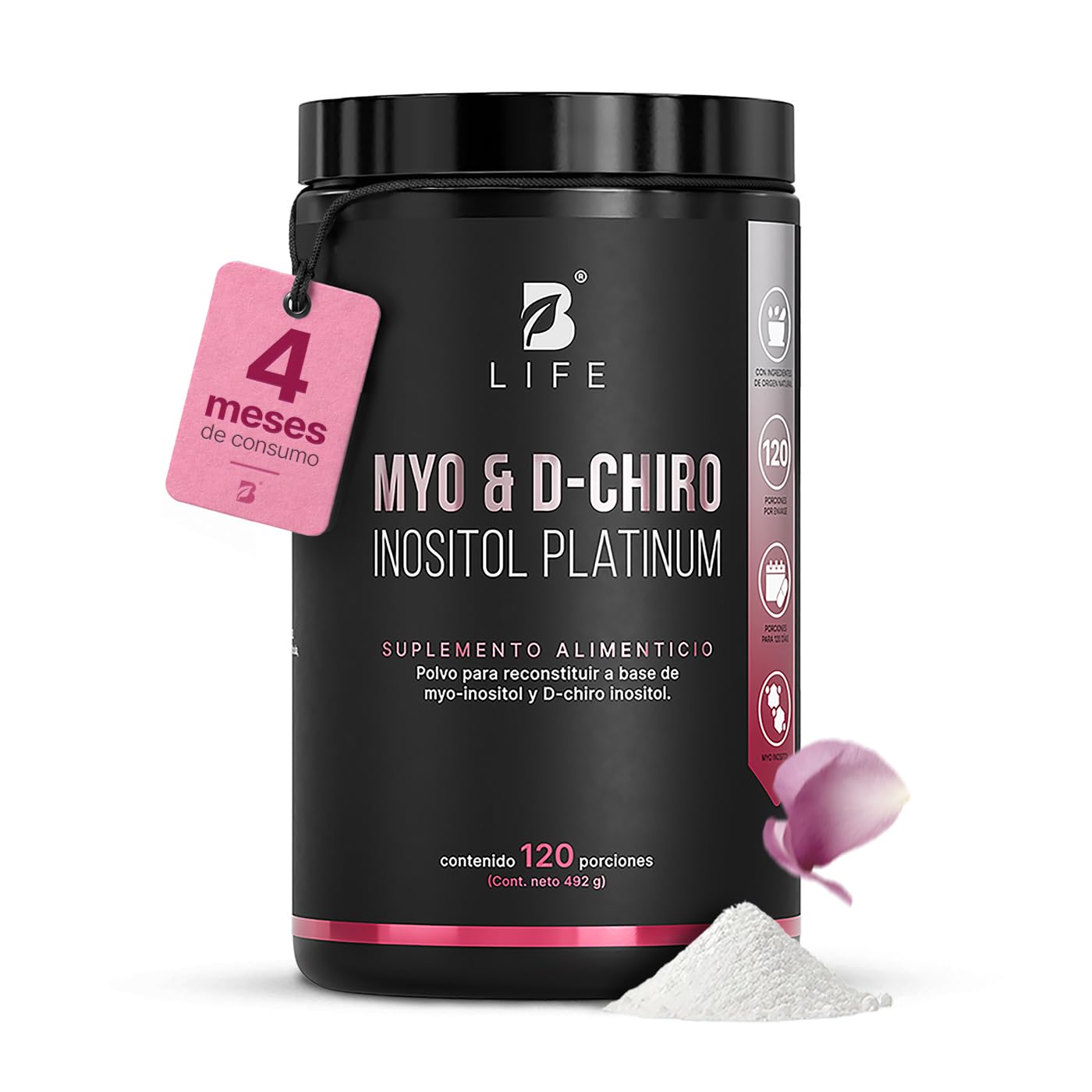B Life Myo y D-Chiro Inositol Platinum en Polvo 492 g con Ratio 40:1