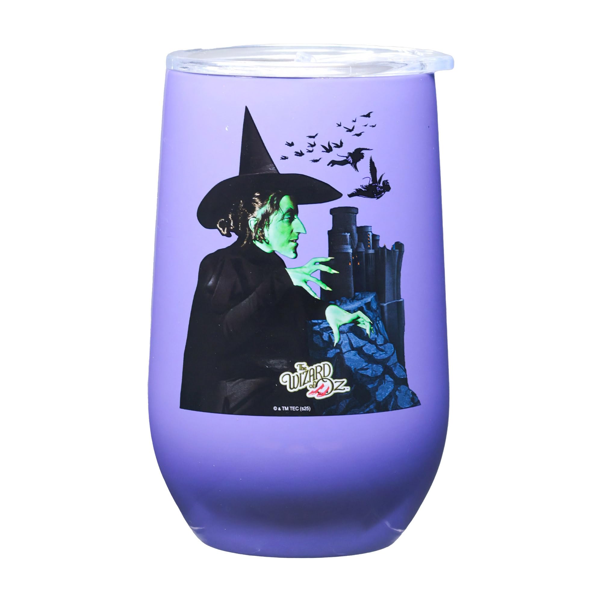 Spoontiques Wicked Witch Stainless Steel Tumbler - Insulated Wine Tumbler with Lid – Double Wall Stainless Steel Stemless Wine Glass – 16oz - 5 5/8" Tall