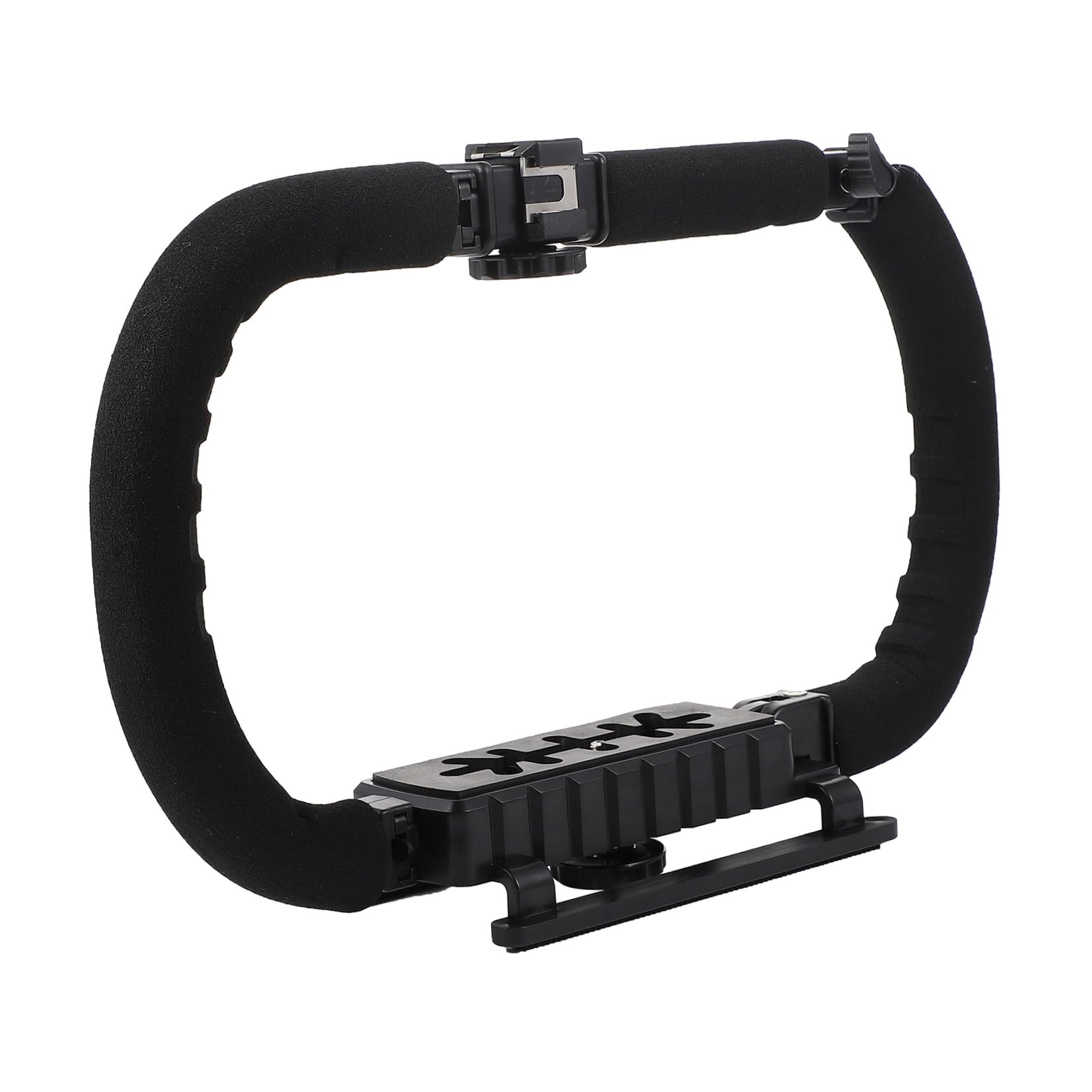 Sewroro Estabilizador de Video Plegable para Cámara Réflex Soporte Antideslizante, Mango de Esponja y 3 Puertos Zapata Fría para Grabación Profesional