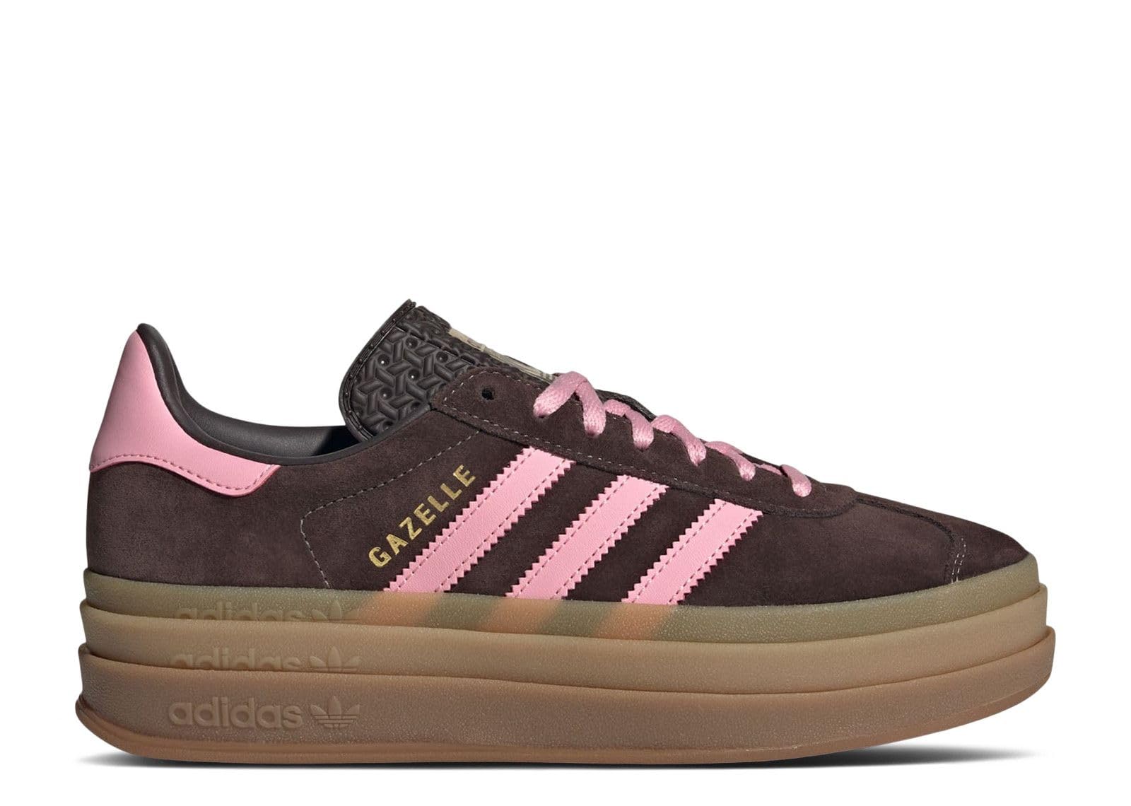 Gazelle Bold Women's Sneakers, Aurora Coffee/Light Pink/Gold Metallic, Size 7.5
