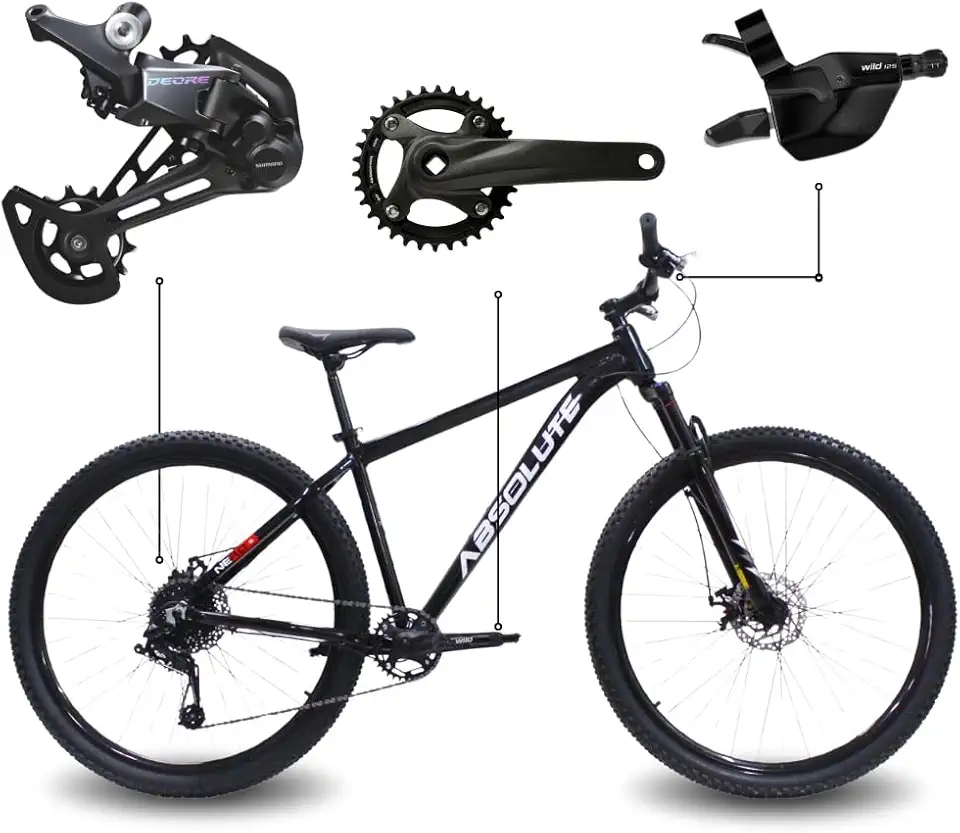 Bicicleta Aro 29 Absolute Nero 5 Shimano Deore 12V Freio Hidráulico Quadro Alumínio