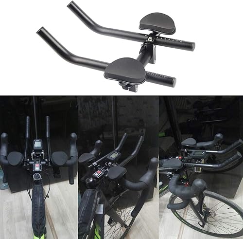 Miniatura 7 de Aero Bars, manillares de reposabrazos de bicicleta TT barra de descanso de aleación de aluminio negro para bicicleta de carretera de montaña