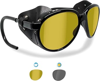 Bertoni Glacier Polarized Sunglasses for Mountain Hiking Trekking Ski mod Cortina Italy Shiny Black