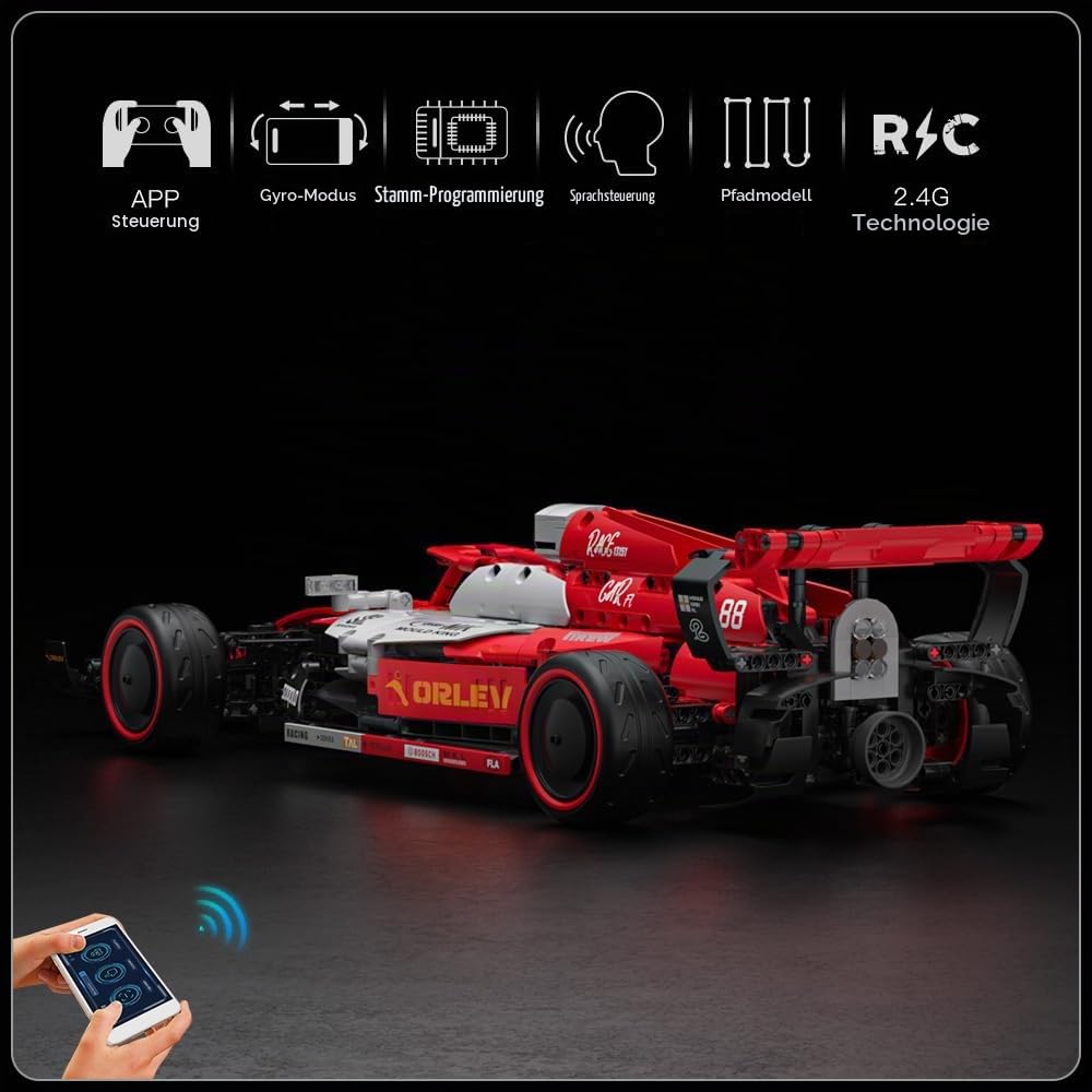 Mould King 13151 Technik Ferngesteuert Formel 1 Rennwagen Bausteine Klemmbausteine Auto Supersportwagen Modellbausatz Sammlerstück Spielzeugauto Für Fans Erwachsene(1226 Teile)
