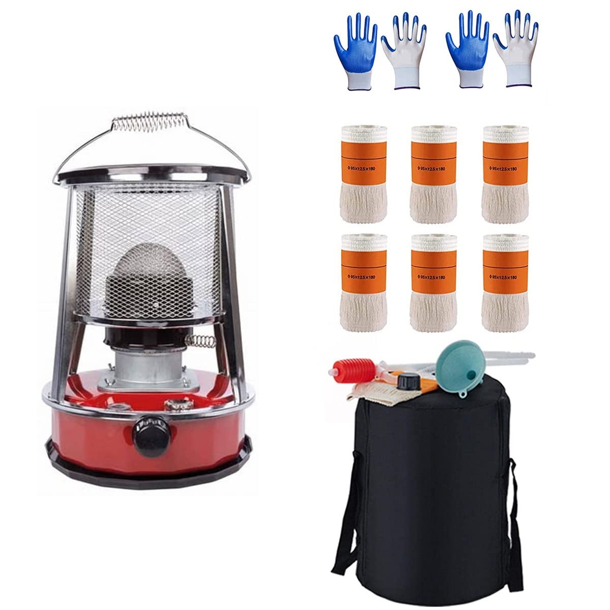 Kerosin-Herdbrenner zum Kochen, Leichter tragbarer Kerosin-Konvektions-Raumheizer, Campingkocher mit Tasche + 6 Dochten, 10000 BTU für Indoor-Deck, Eisfischen, Wärme-Kerosin-Heizung