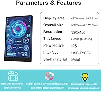 Vista 5 de WOWNOVA PC Temperature Display, Computer Temp Monitor, ARGB Case, IPS USB Mini Screen, CPU RAM HDD Data Monitor