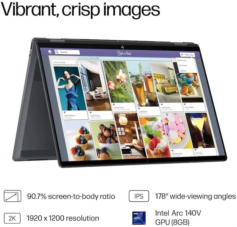 Image of HP OmniBook X Flip Copilot+ PC 16 inch WUXGA 2-in-1 Touchscreen Laptop|Intel Core Ultra 7 256V|Intel Arc 140V Graphics|Backlit| 16GB RAM DDR5 | 2TB SSD |Windows 11 Home |Bundle with Stylus Pen