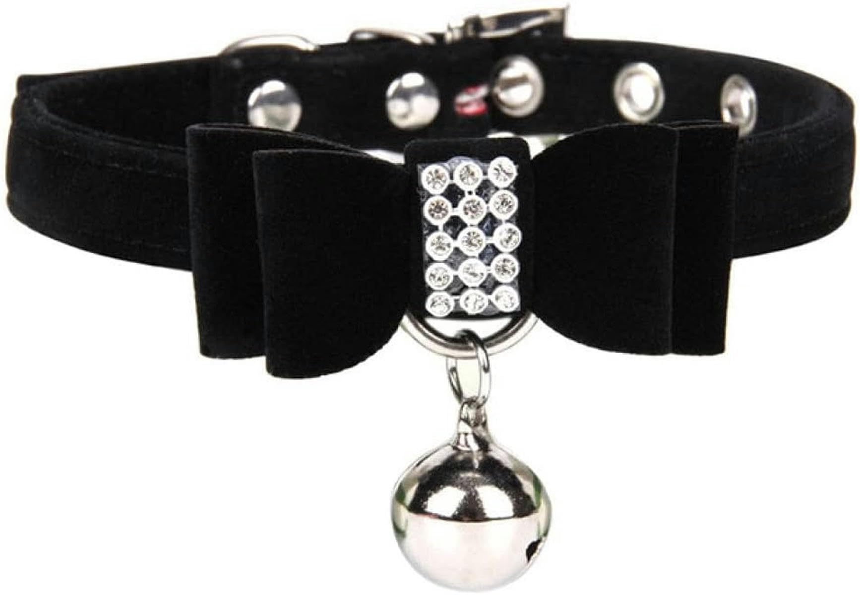Collier strass chat nœud papillon velours élastique chien noir M S