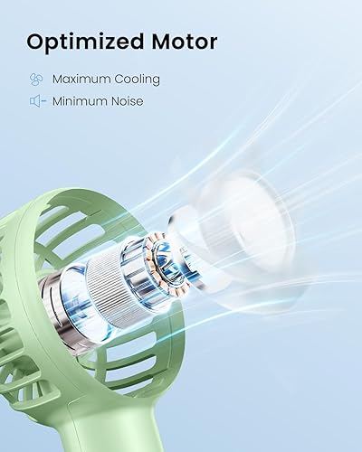Miniatura 5 de Gaiatop Mini ventilador de mano portátil, 3 velocidades de gran alcance operado con batería, pequeño ventilador personal recargable por USB para