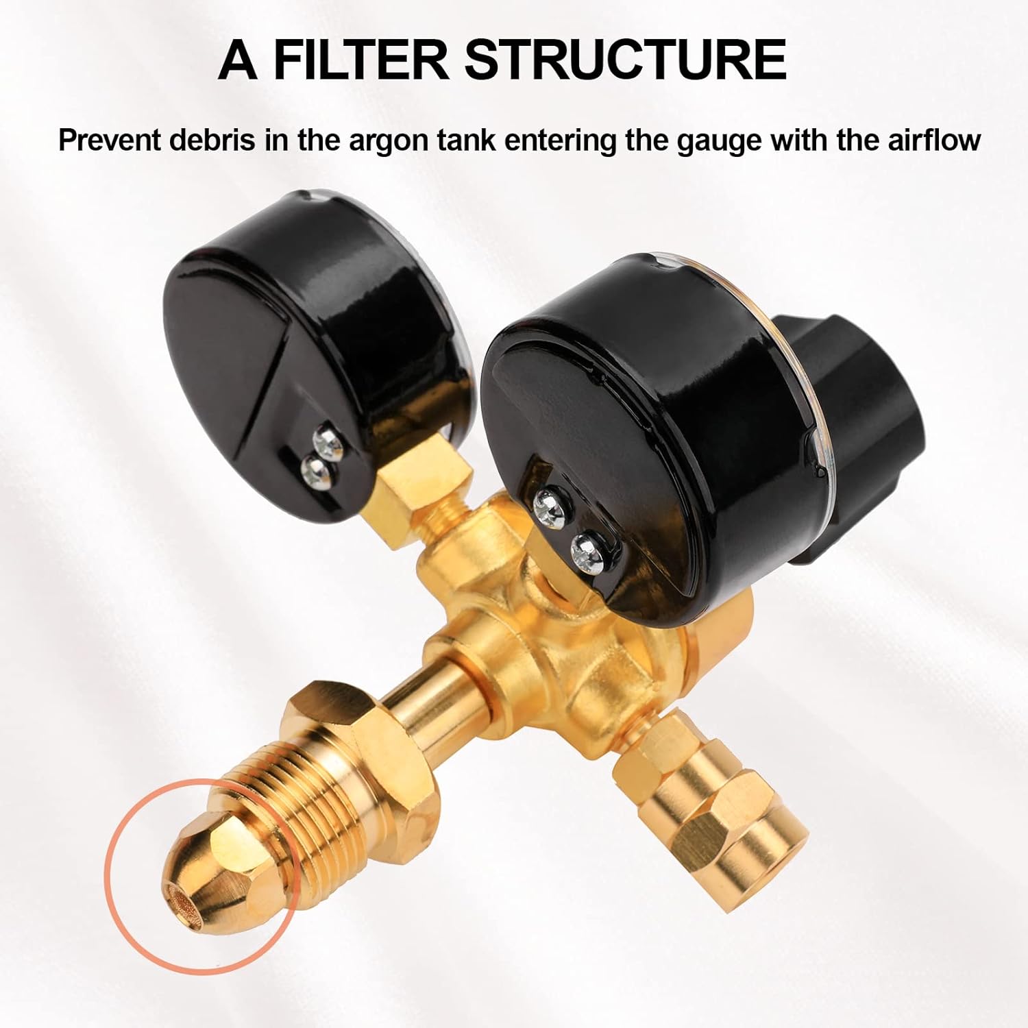 Tutor Auto Argon CO2 Regulator Gauge Welding Gas Regulator, CGA580 Inlet Connection, 0-4500PSI/0-10BAR Input Pressure, Brass, 6.6Ft Gas Hose, MIG TIG Welding