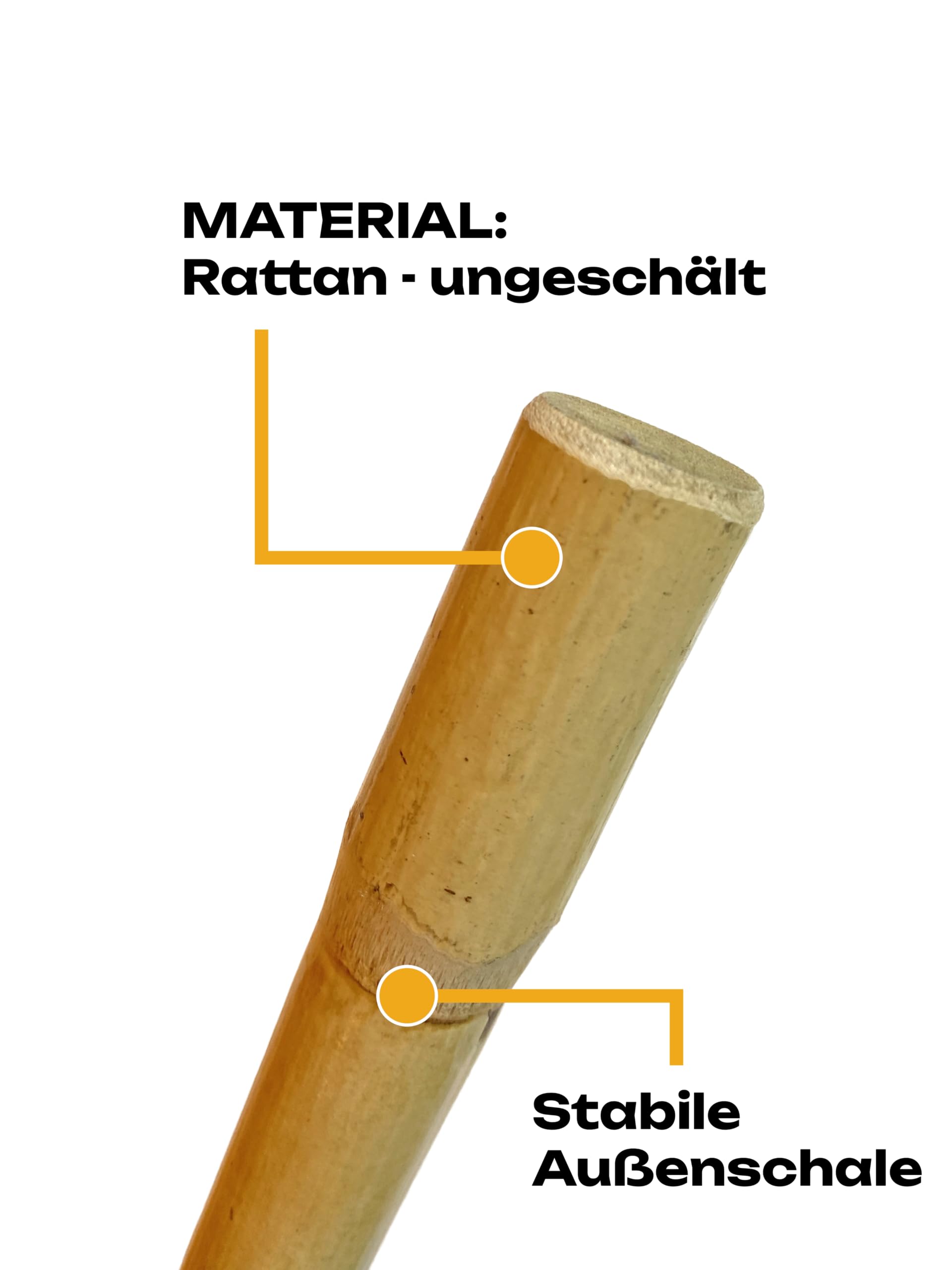 Escrima Stock Vollkontakt - Rattan 65 cm - Ungeschältes Holz mit Außenschale - Kali Arnis Stick - Sehr stabil
