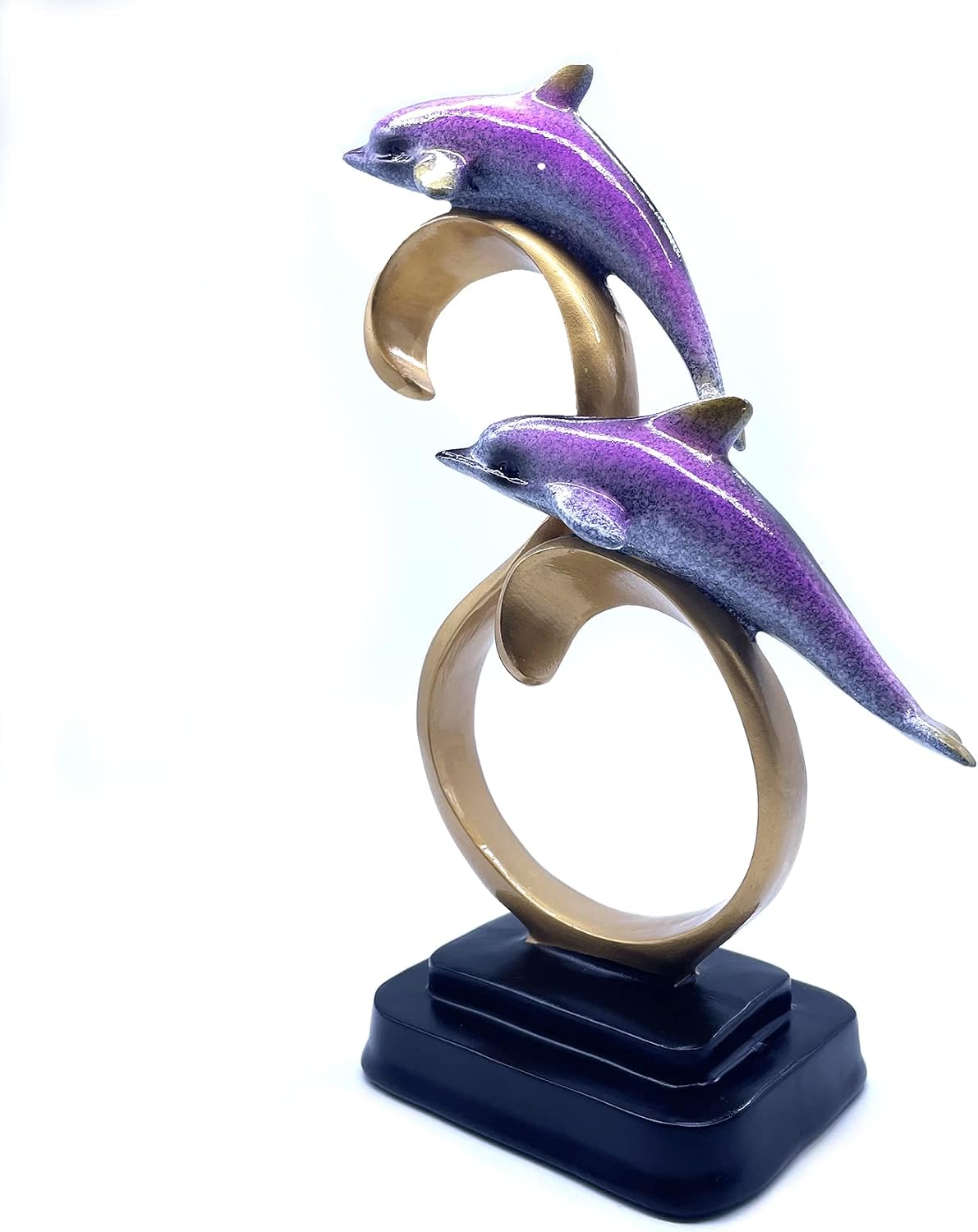 Resin Dolphin Statue Sculpture Frgurine Gift for Home Office Living Room Desktop Display Decorative Decoration (Purple)